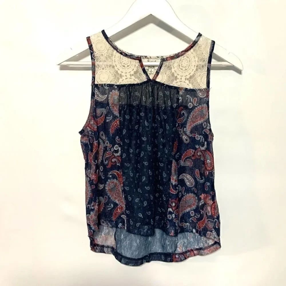 Sunset & Sixth tank top lace small blue